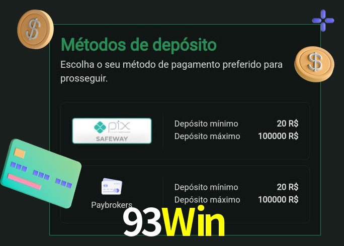 O cassino 93Win oferece uma grande variedade de métodos de pagamento